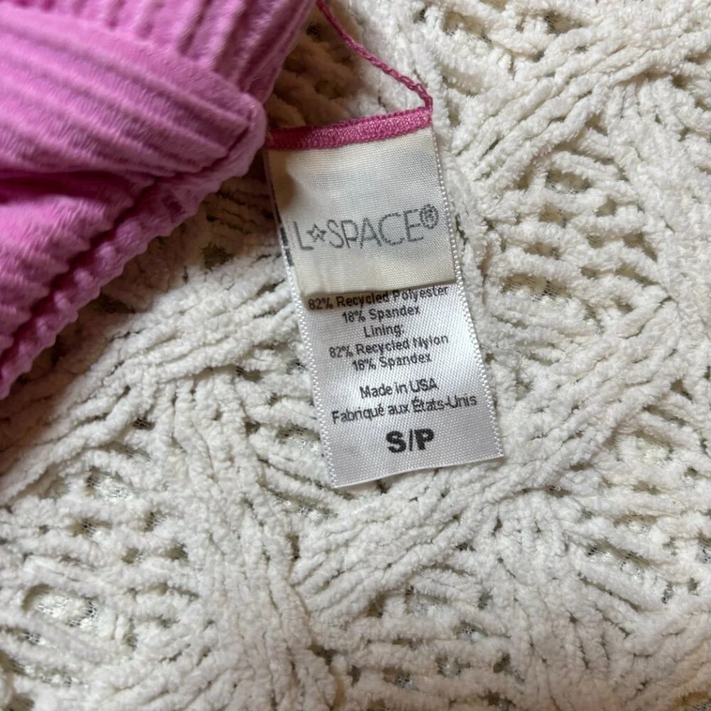 L*Space Ring Front Triangle‎ Bikini Top – Ribbed Pink – Women’s S - NWOT